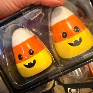 Cute Candy Corn Ceramic Salt & Pepper Shakers - Yellow & Orange